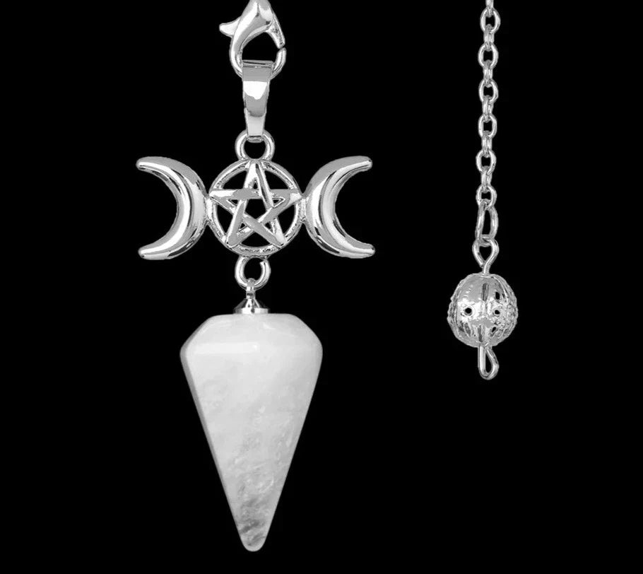 Triple Moon Pentacle Crystal Pendulums | Pendulums | Wiccan Center