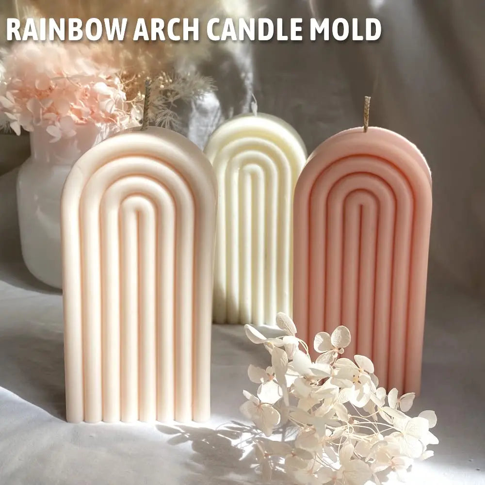 Rainbow Arch Candle Mold, Striped U-Shaped Silicone Mold, Abstract Architectural Resin Moulds for Soap Tray, Handmade Candle 1pc