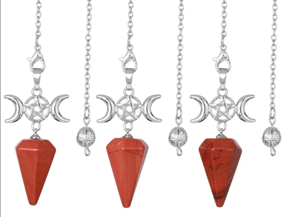 Triple Moon Pentacle Crystal Pendulums | Pendulums | Wiccan Center