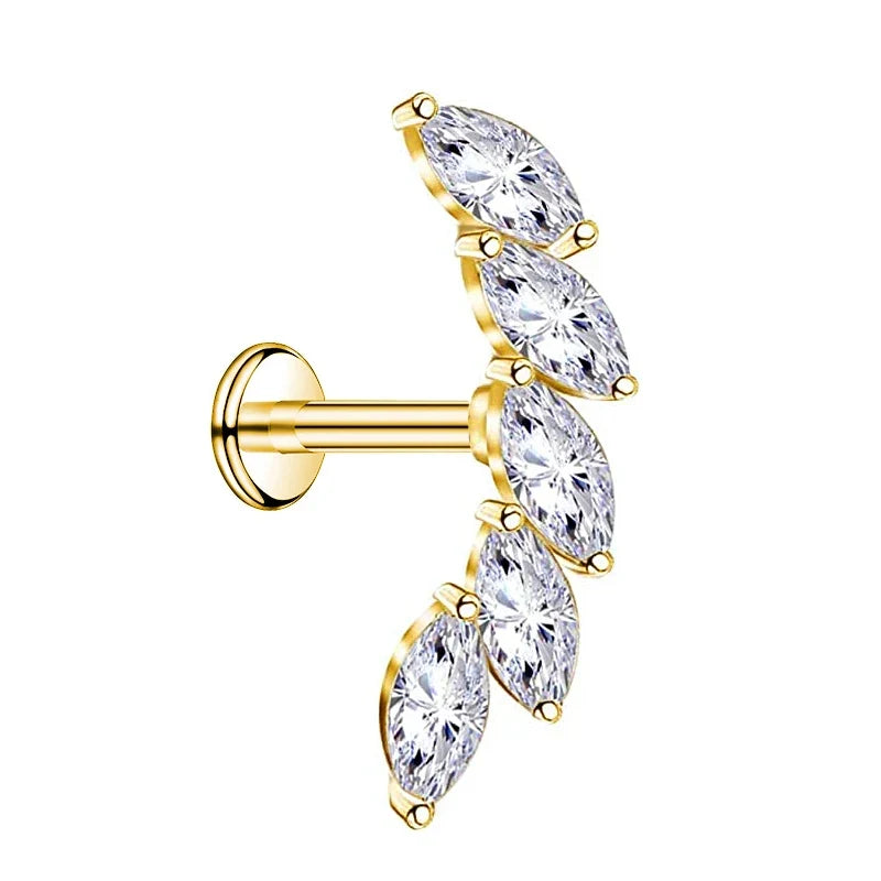 Lightning Internal Thread Labret Piercing Crown Bee Flowers Cartilage Earring Tragus Conch 316L Stainlesss Steel Body Jewelry | | Wiccan Center
