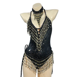 Beaded Sequin Tassel Performance Bodysuit | Bodysuit | Wiccan Center