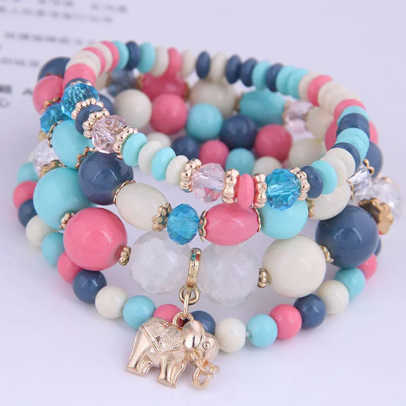 DIEZI Ethnic Bohemian Multicolor Crystal Beads Strand Bracelets Women Men Heart Tree Of Life Charm Bracelet Pulseira Feminina