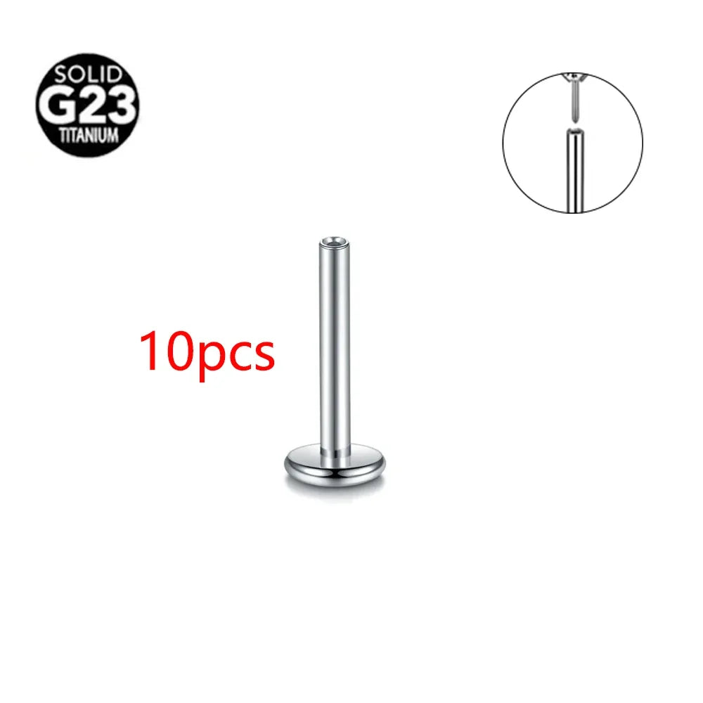 Threadless Labret Rod Piercing G23 Titanium Push In Stud Cartilage Flatback Nose Stud Piercing Body Jewelry | | Wiccan Center