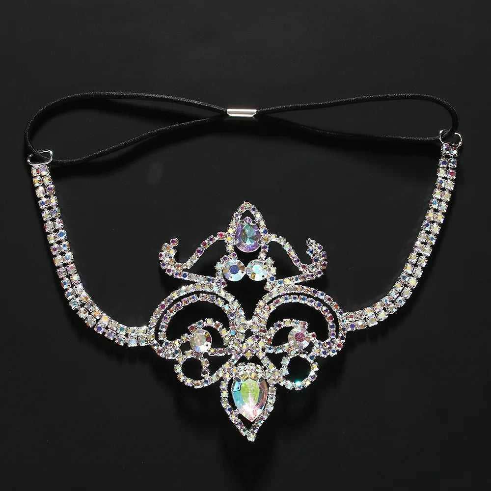 Geometric Rhinestone Thigh Chain – Elastic Crystal Leg Adornment for Festivals, Raves & Clubwear | Body Chains | Wiccan Center