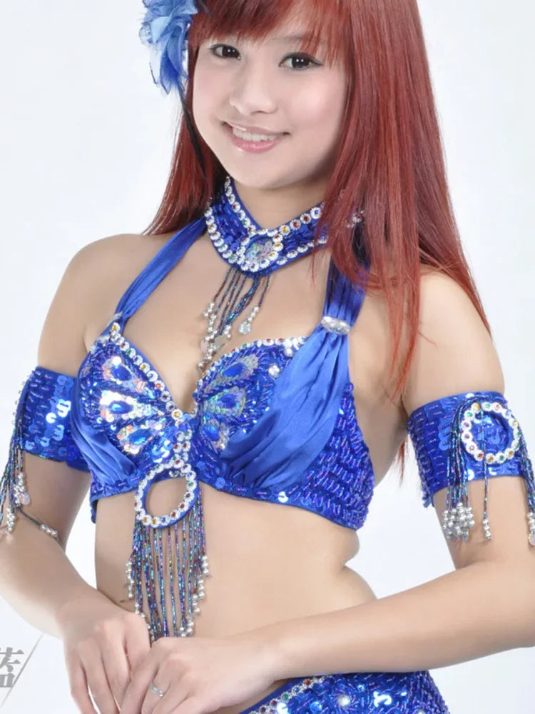 The Stardust Oasis Sirena – Sequined & Beaded Push-Up Belly Dance Bra Top | Costume Tops | Wiccan Center