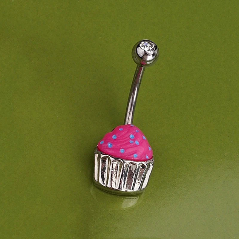 Sweet Dinosaur Navel Ring Zircon Heart Strawberry Belly Button Ring For Women Body Piercing Decor Vacation Leisure Beach Jewelry | | Wiccan Center