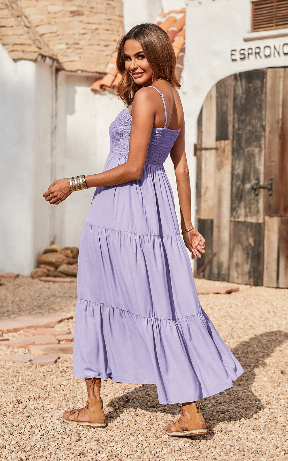 Spaghetti Strap Maxi Dress Women Summer Sleeveless Smocked Boho Long Beach Dress Sundresses | Dresses | Wiccan Center