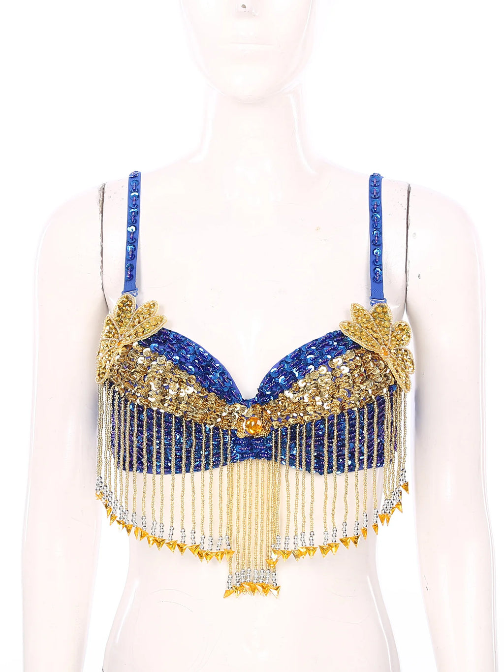 Sparkly Floral Beaded Sequin Belly Dance Bra & Tassel Performance Top | Costume Tops | Wiccan Center