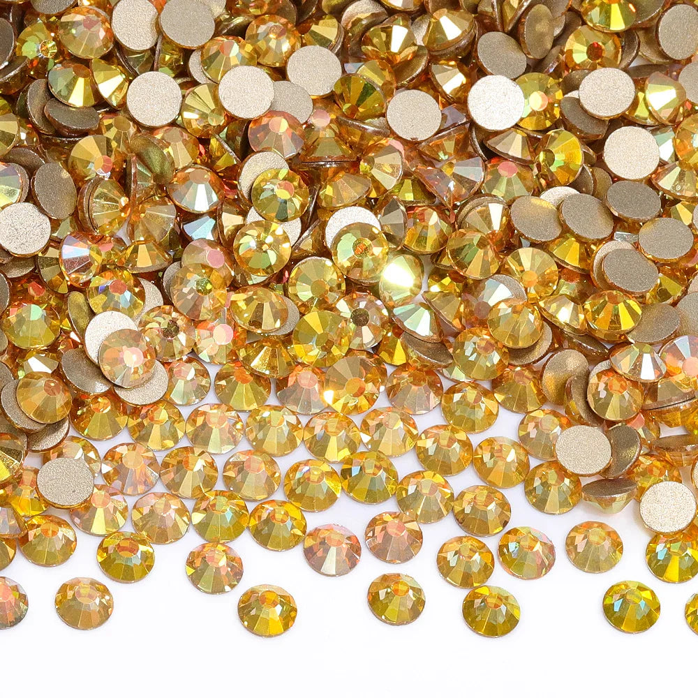 SS3-SS30 Gold Bottom Flat Back Glass High Quality Crystal Rhinestones | Non-Hotfix | Wiccan Center