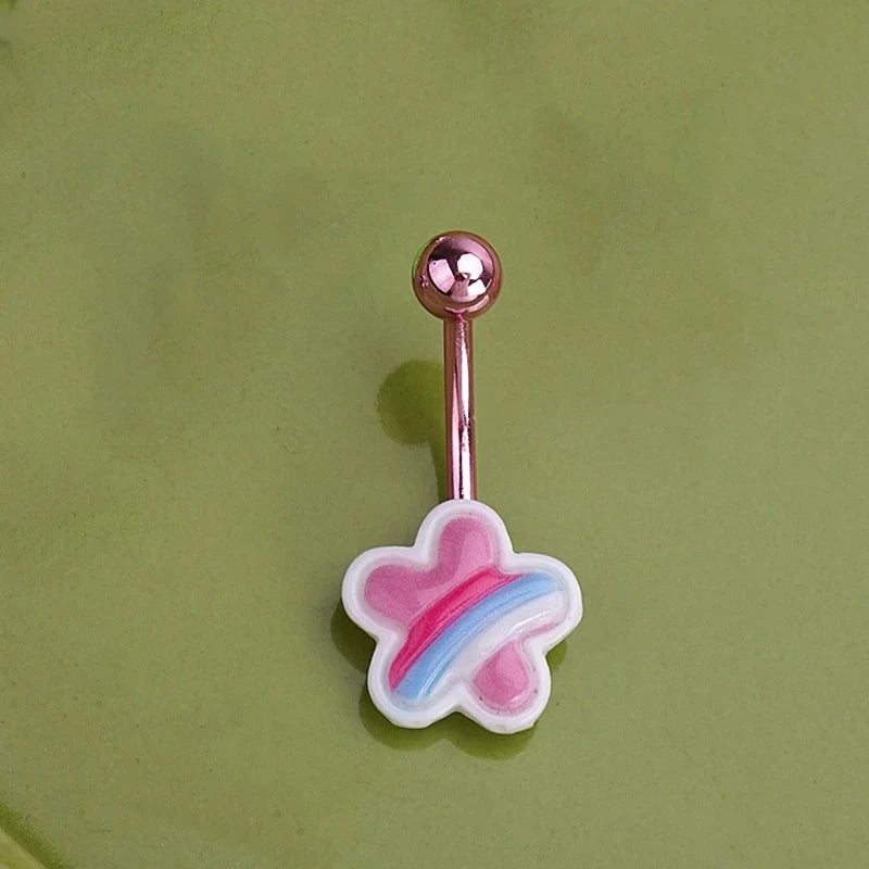 Sweet Dinosaur Navel Ring Zircon Heart Strawberry Belly Button Ring For Women Body Piercing Decor Vacation Leisure Beach Jewelry | | Wiccan Center