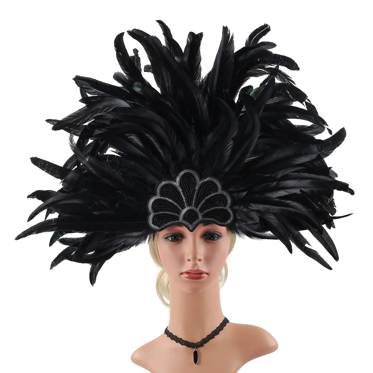 Mardi Gras Feather Crown Headband for Women | Glitter Sequin Carnival Hair Accessory | Headpiece | Wiccan Center