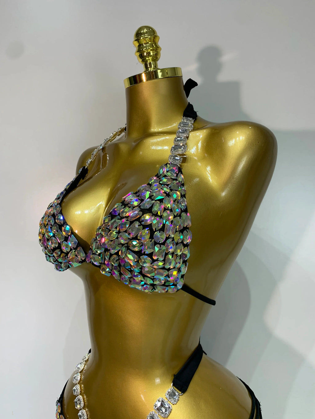 Crystal Diamond Bikini Two-Piece Set Sparkle Stage Performance Outfit | Costume Sets | Wiccan Center