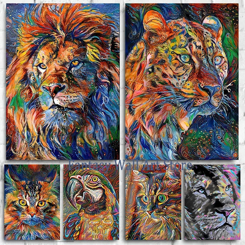 Vapour Abstract Animals Oil Painting Poster Vintage Abstract Oil Painting Animals Art Decor Home Room Aesthetic Canvas Prints