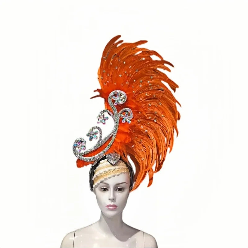 The Stardust Royal Plume – Feathered Carnival & Cabaret Stage Headdress | | Wiccan Center