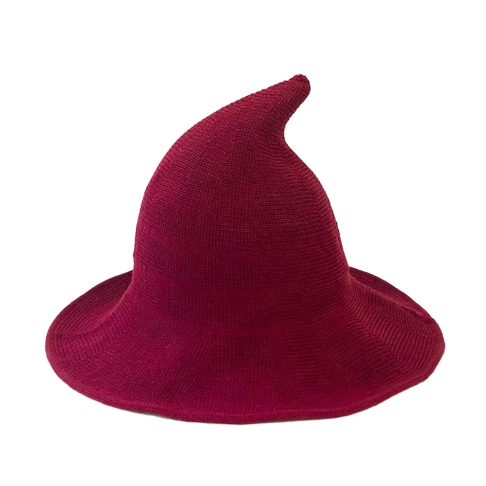 Halloween Witch Hat Long Point Knitted Cap with Wide Brim for Adults | | Wiccan Center