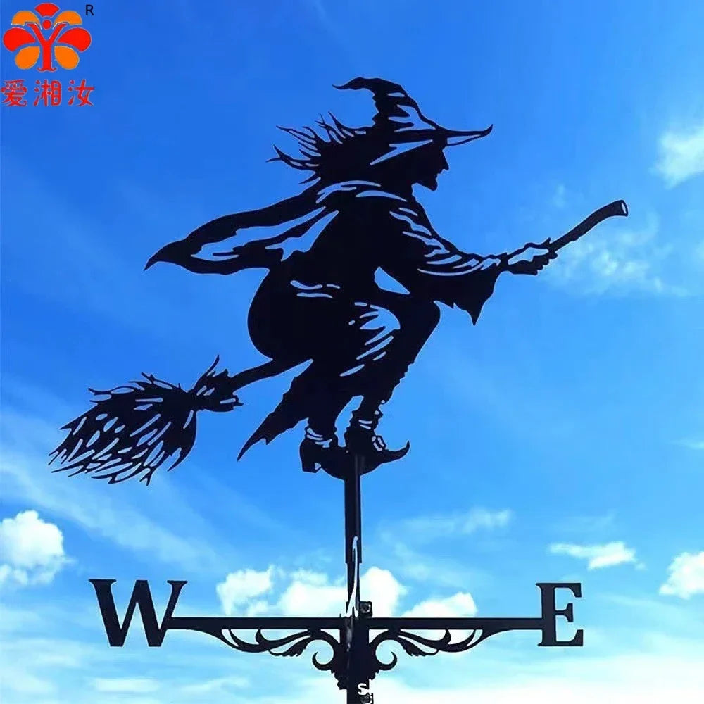 Metal Weathervane,Witch Iron Weather Vane,Sea Rover Wind Direction Indicator,Garden Decoration,Outdoor Roof Decoration,Gardening
