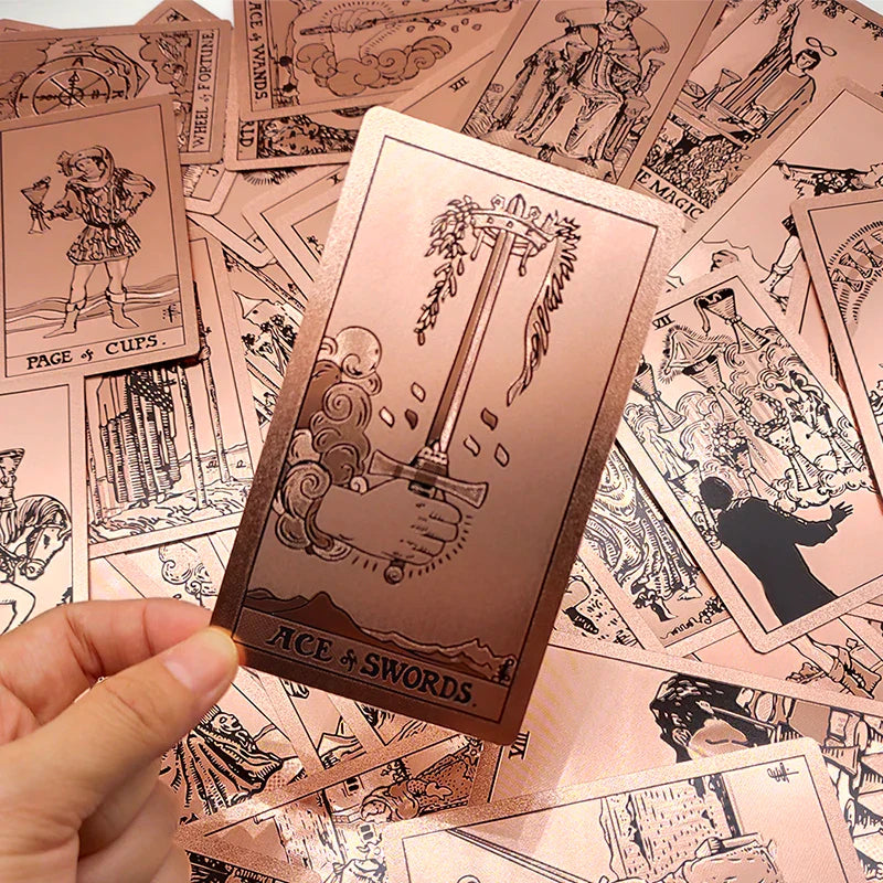Gold Foil Tarot Plastic Cards Rose Pink Oracle Waterproof Card Deck Mysterious Board Game Divination Cards