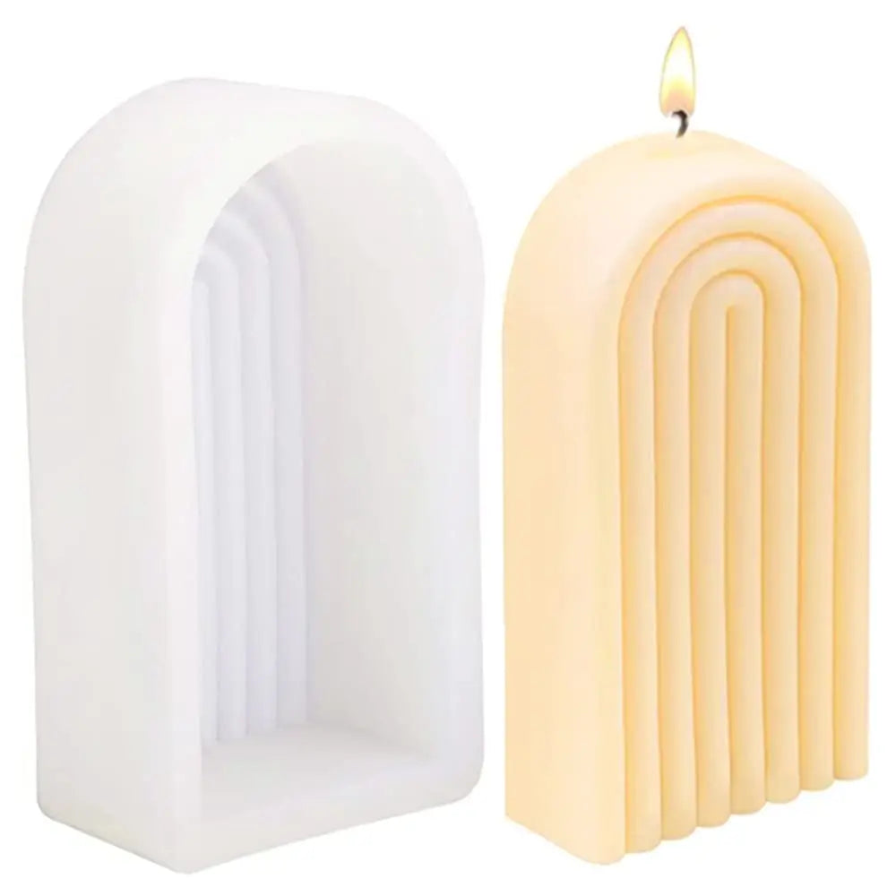 Rainbow Arch Candle Mold, Striped U-Shaped Silicone Mold, Abstract Architectural Resin Moulds for Soap Tray, Handmade Candle 1pc