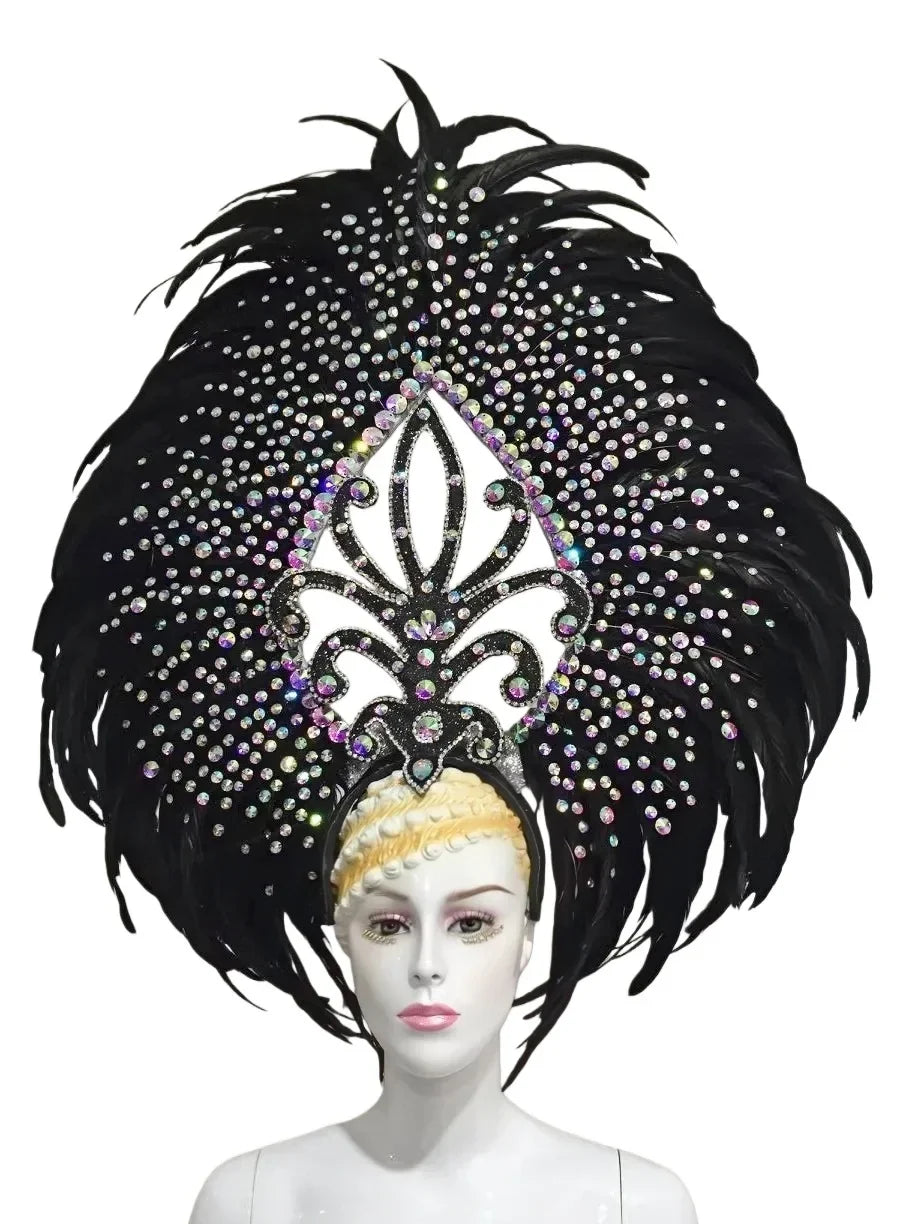 The Stardust Empress Dionysia – White Feather Carnival & Masque Ball Headdress
