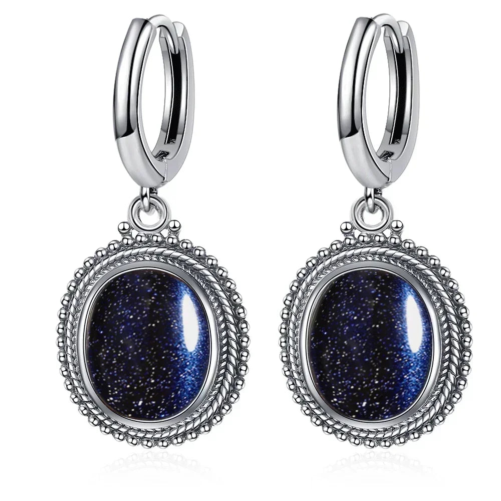925 Sterling Silver Stone Oval Earrings | earrings | Wiccan Center