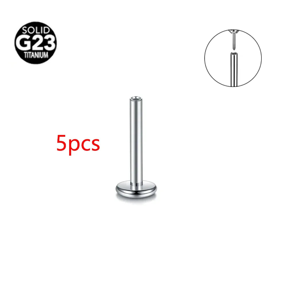 Threadless Labret Rod Piercing G23 Titanium Push In Stud Cartilage Flatback Nose Stud Piercing Body Jewelry | | Wiccan Center