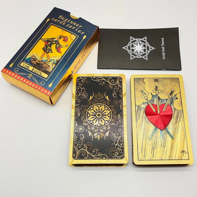 Cost Worthy Luxe Gold Foil Tarot Deck With Nice Plastic Package Board Game of Oracle Cards For Beginners | | Wiccan Center