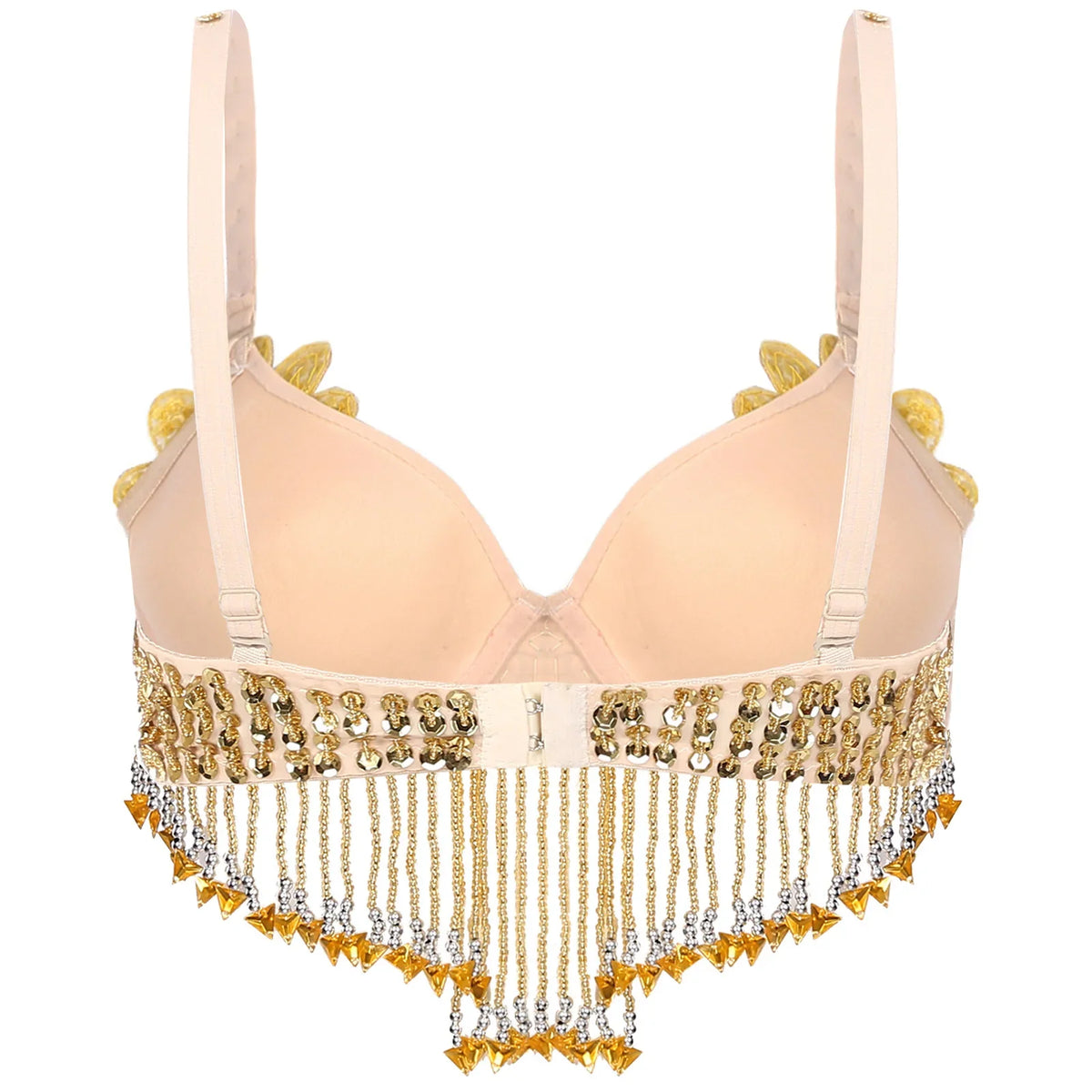 Sparkly Floral Beaded Sequin Belly Dance Bra & Tassel Performance Top | Costume Tops | Wiccan Center