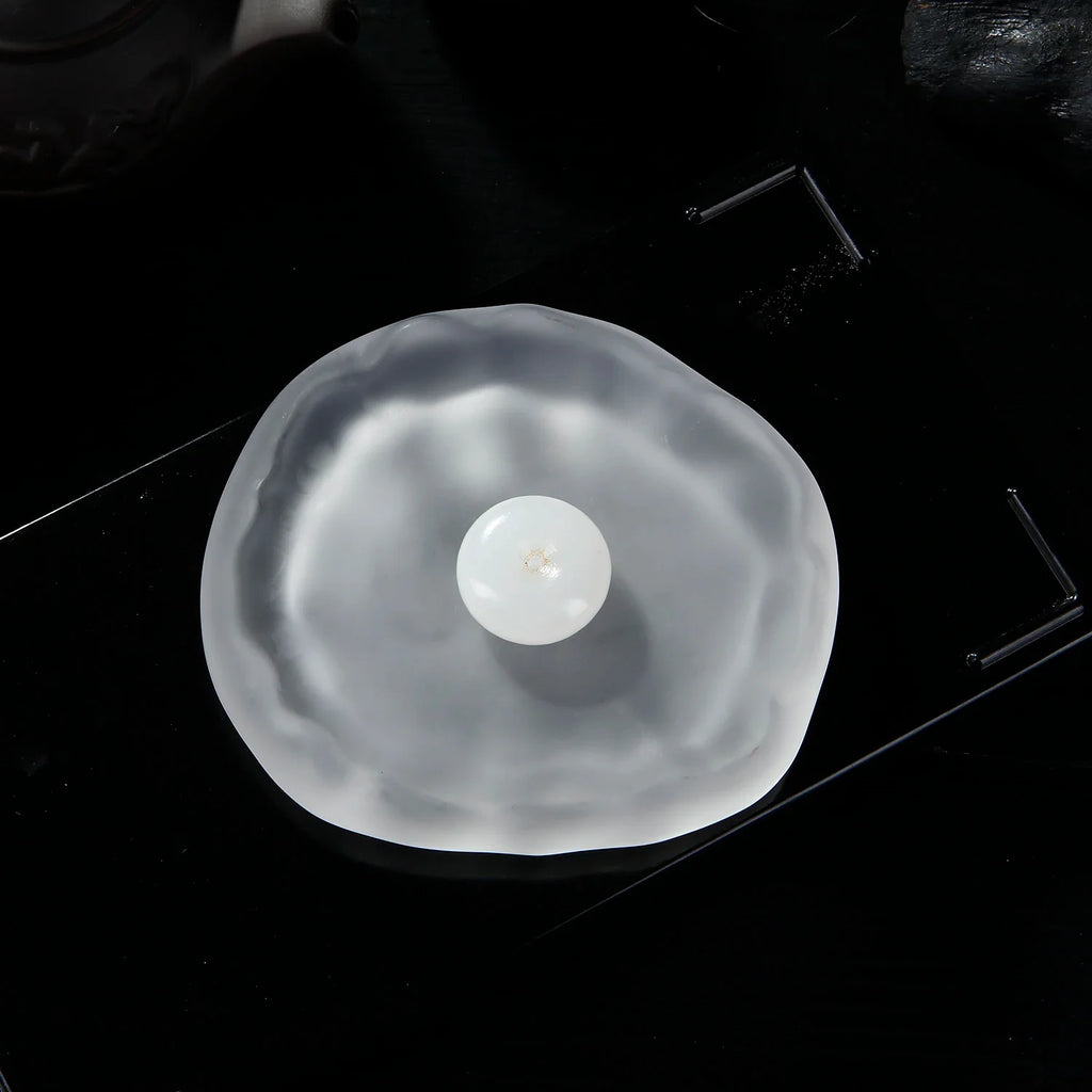 Mini Jade Incense Burner Incense Holder with Glass Incense Plate Ash Catcher Buddhism Supplies Home Decor