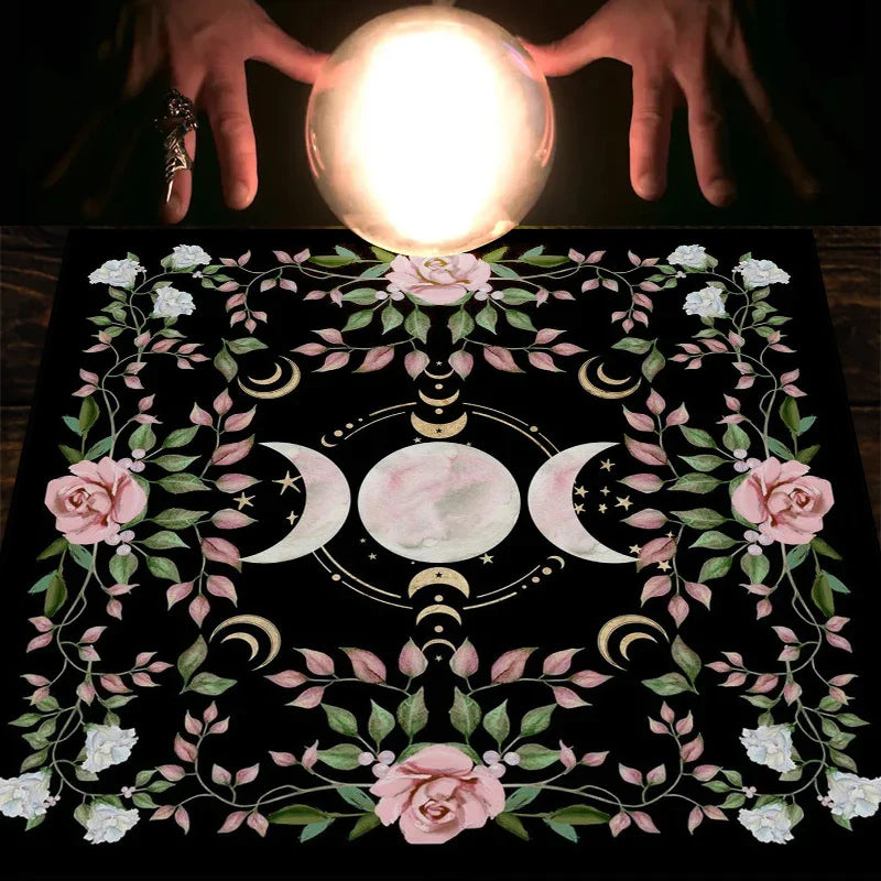 Cottagecore Triple Moon Altar Cloth | Altar Cloth | Wiccan Center