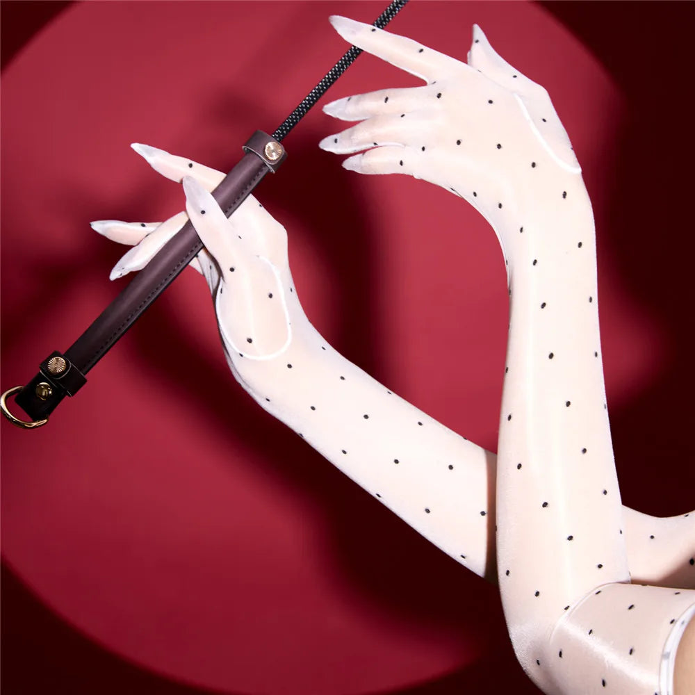 Ultra-Thin 1D Dot Oil Shiny Opera Length Gloves Sheer Glossy Performance Gloves | Gloves | Wiccan Center