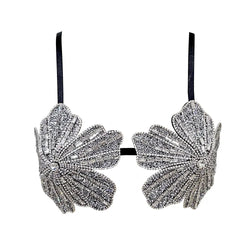 Handmade Crystal Flower Embroidery Rhinestone Costume Bra | Bralette | Wiccan Center