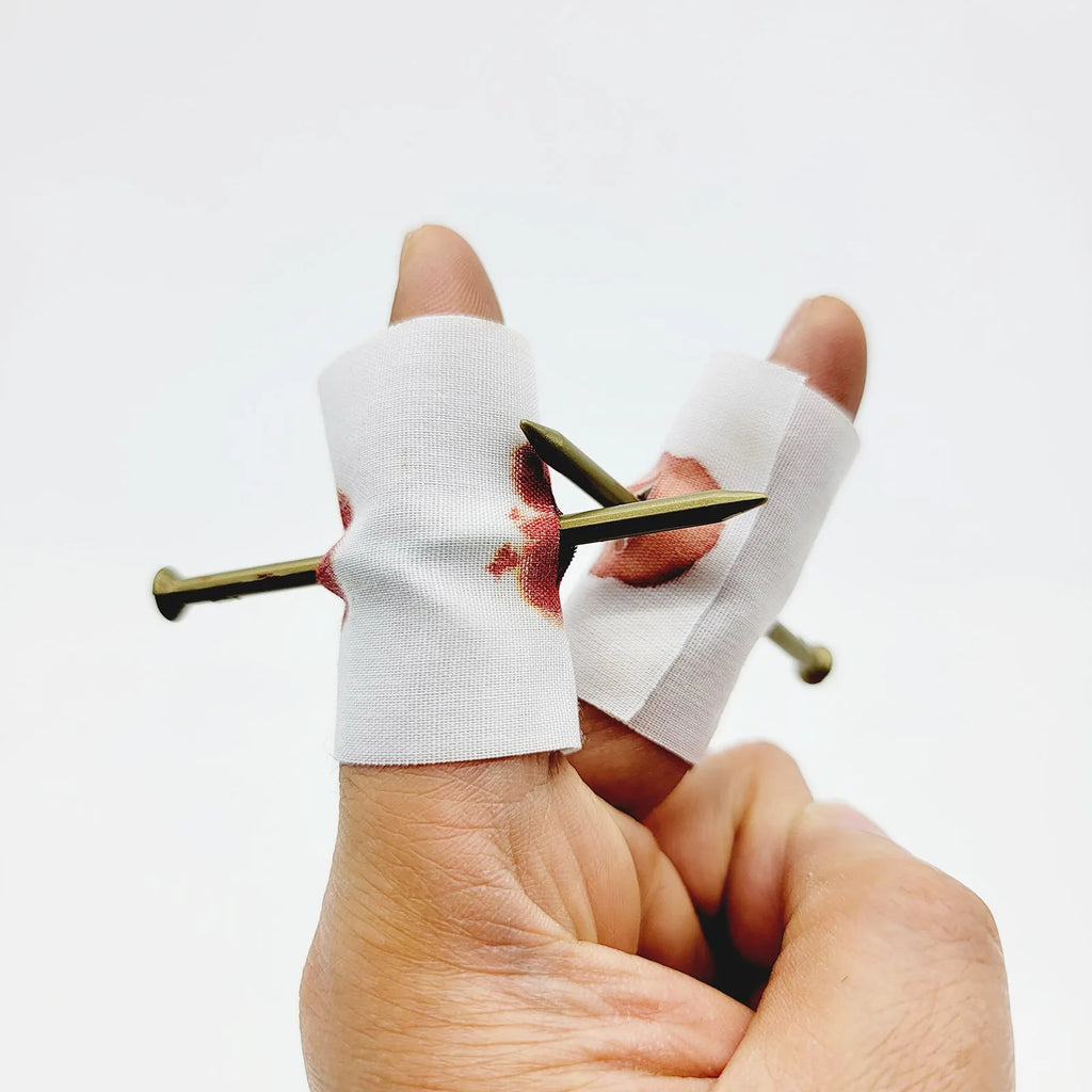 Fake Nail Through Finger Magic Trick | 5-Piece Bloody Prank Prop Set | | Wiccan Center