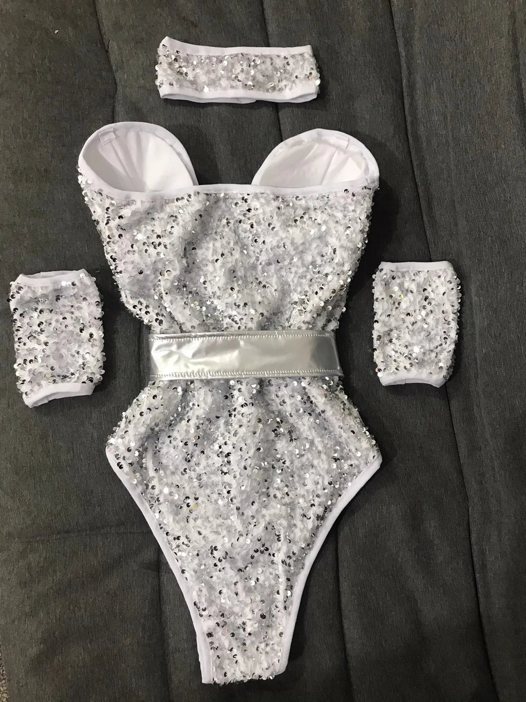 The Stardust Lumina Bodysuit – Silver Sequin Gogo & Pole Dance Costume