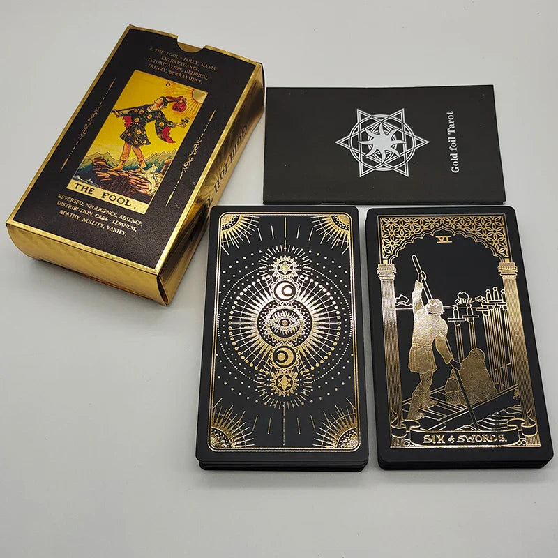 Cost Worthy Luxe Gold Foil Tarot Deck With Nice Plastic Package Board Game of Oracle Cards For Beginners | | Wiccan Center