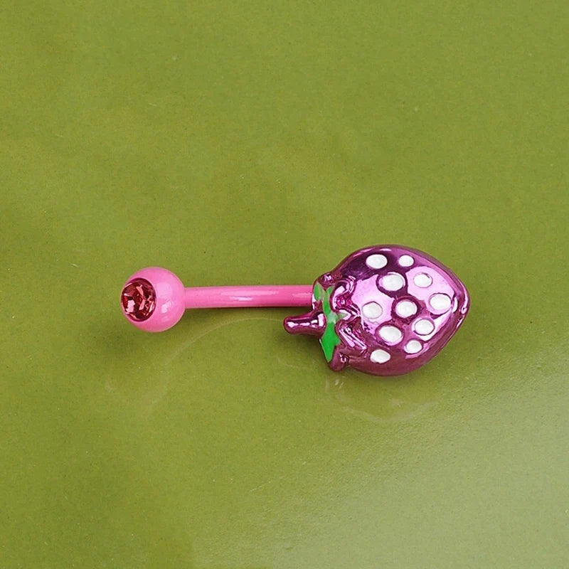 Sweet Dinosaur Navel Ring Zircon Heart Strawberry Belly Button Ring For Women Body Piercing Decor Vacation Leisure Beach Jewelry | | Wiccan Center