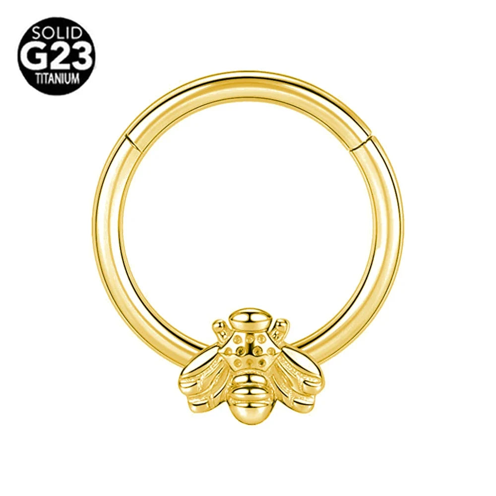 G23 Titanium Bee Septum Nose Ring Piercing Body Jewelry 16G Moon Segment Snake Clicker Helix Ear Cartilage Heart Daith Hoop | | Wiccan Center
