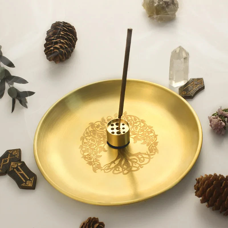 Gold Altar Plates | incense holder | Wiccan Center