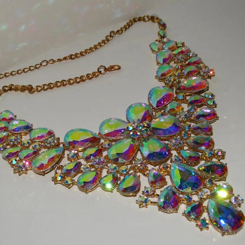 AB Rhinestone Flower Choker Crystal Drop | Necklaces | Wiccan Center