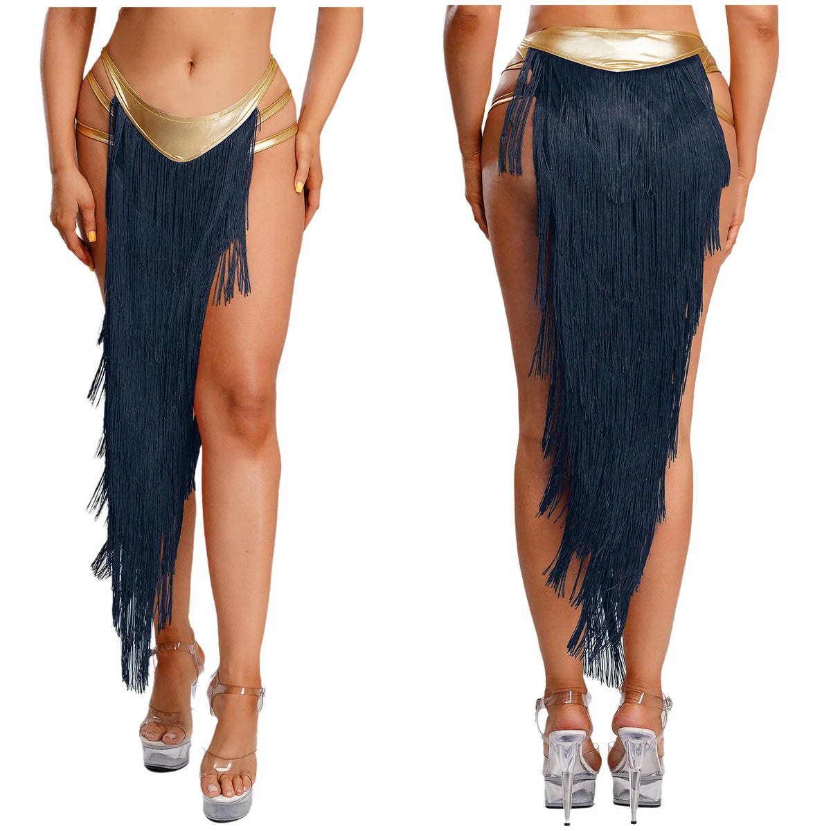 Women Cleopatra Egyptian Queen Cosplay Costume Belly Dancing Indian Dance Tassel Skirt Built-in Briefs for Halloween Carnival | Skirts | Wiccan Center