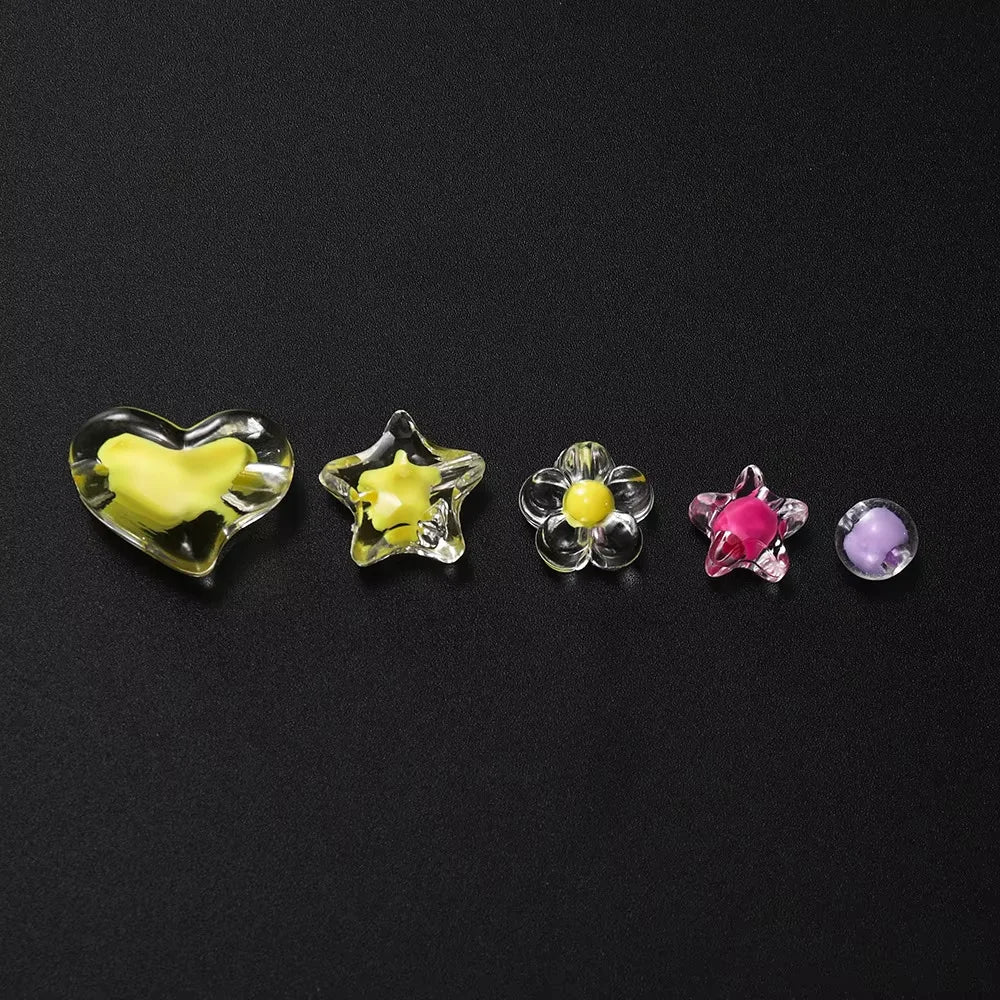 174pcs/Box Heart Acrylic Beads Flower Round Spacer Loose Beads Kits for Bracelet Keychain Jewelry Making Accessories | | Wiccan Center