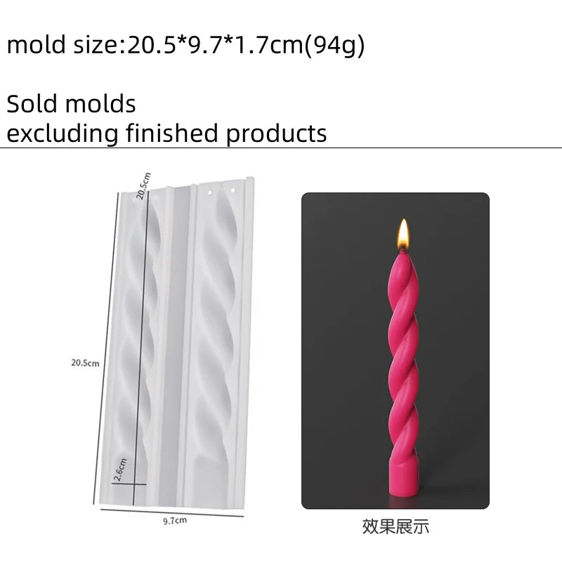 Geometric Spiral Candle Silicone Mold DIY Twisted Rod Wax Rod Silicone Mold Home Decor Tools Geometric Candle Making Supplies