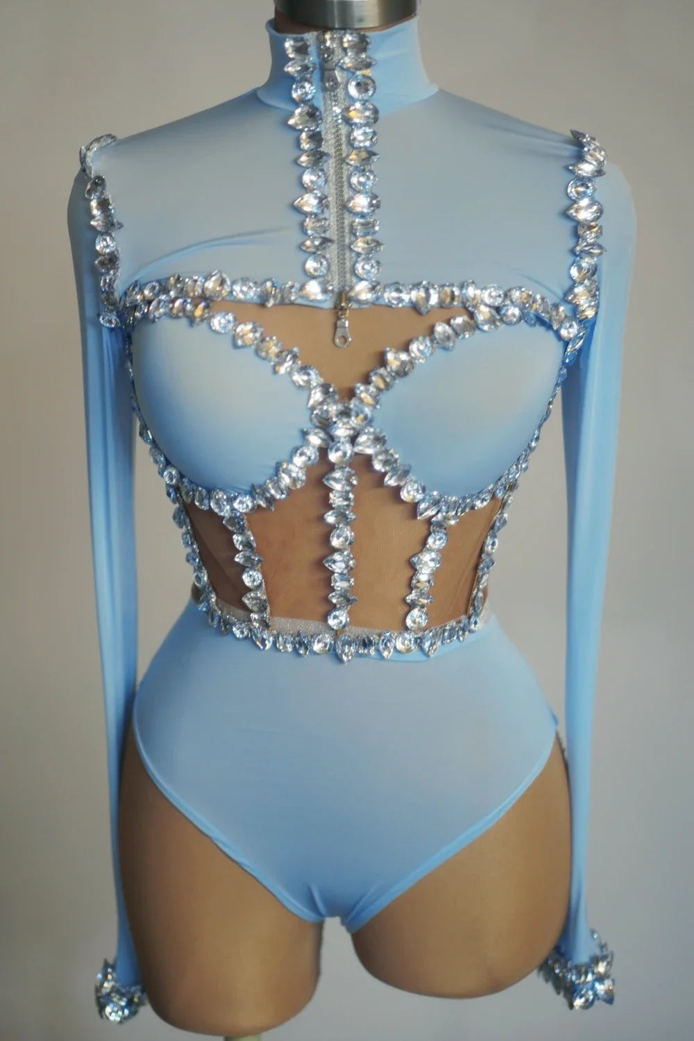 The Stardust Nebula Leotard – Long-Sleeve Rhinestone Stage Bodysuit | Bodysuit | Wiccan Center
