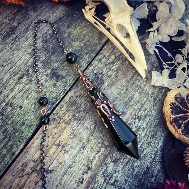 Obsidian Raven Skull Pendulum | Pendulums | Wiccan Center