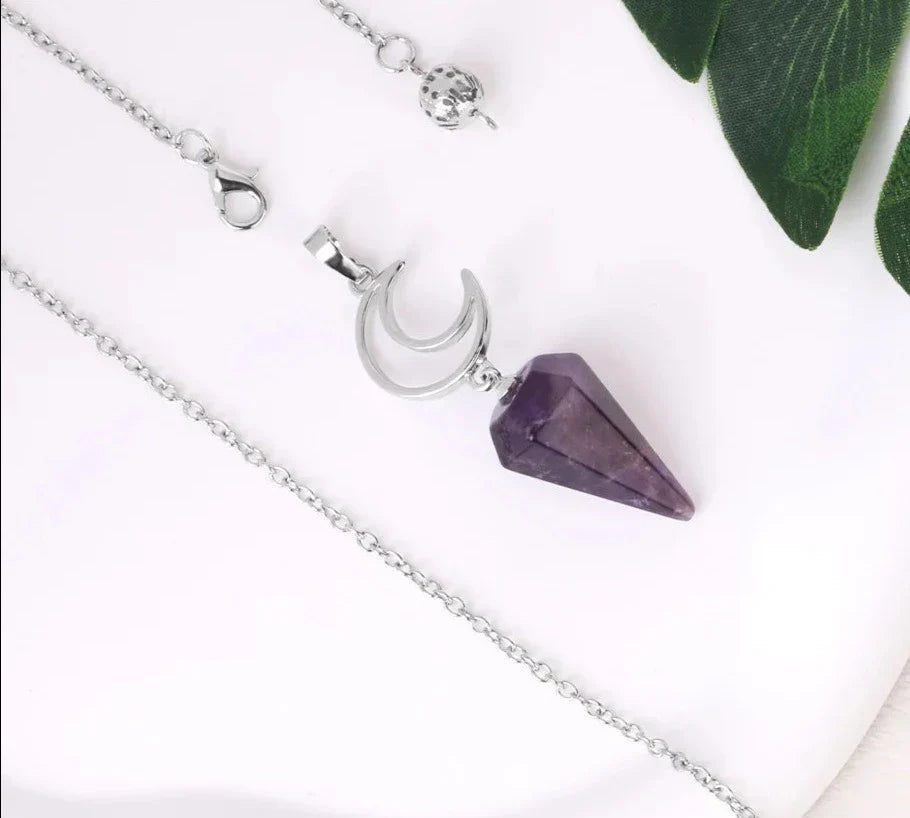 Crystal Crescent Moon Pendulums | Pendulums | Wiccan Center