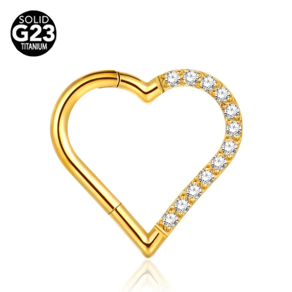 G23 Titanium Bee Septum Nose Ring Piercing Body Jewelry 16G Moon Segment Snake Clicker Helix Ear Cartilage Heart Daith Hoop | | Wiccan Center