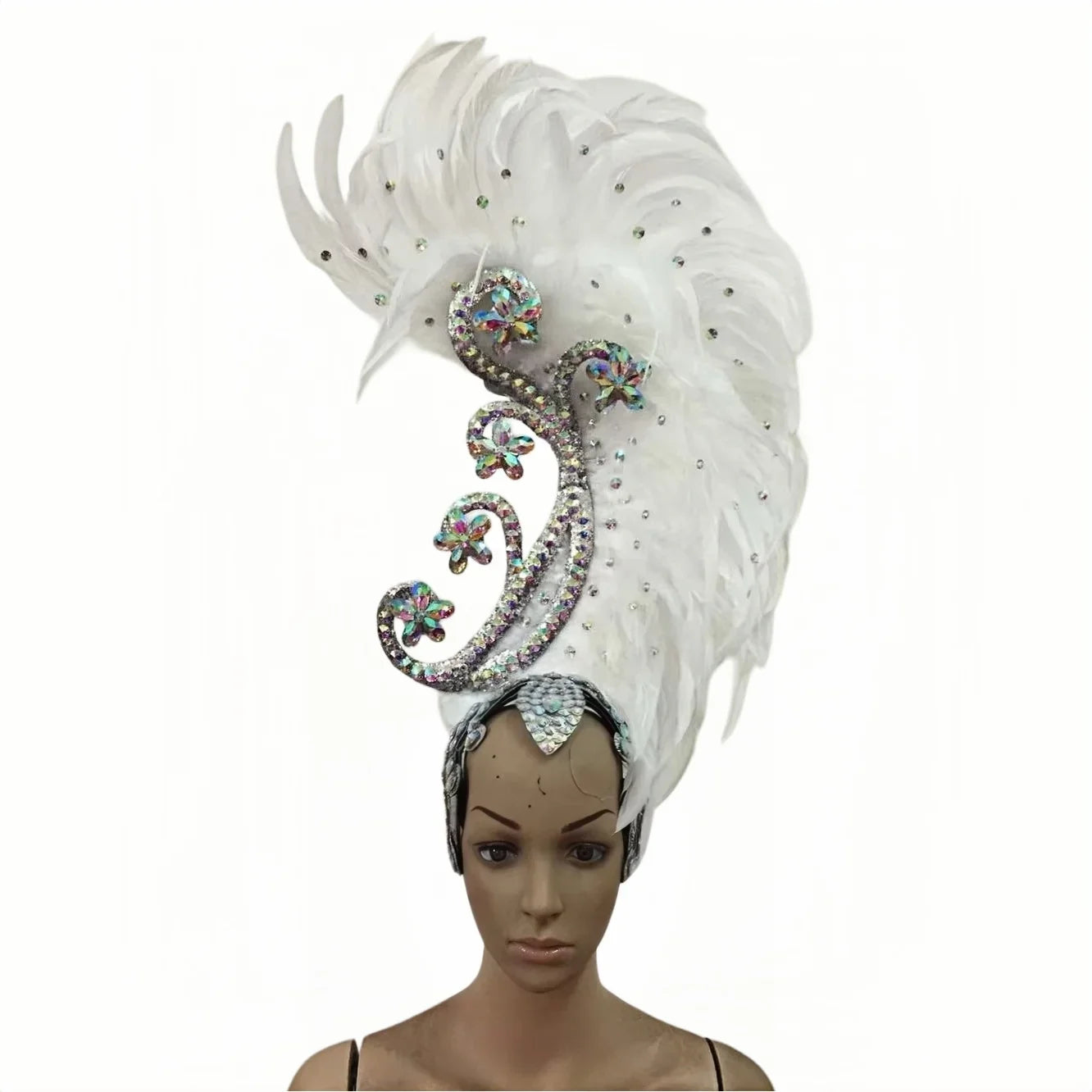 The Stardust Royal Plume – Feathered Carnival & Cabaret Stage Headdress | | Wiccan Center