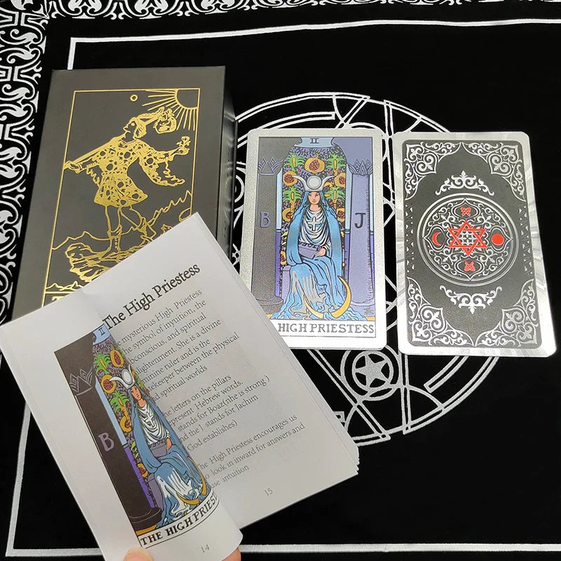 New Version Black Hot Stamping Gold foil Tarot Cards Plastic Rider Oracle Deck For Beginners And Collectors | | Wiccan Center