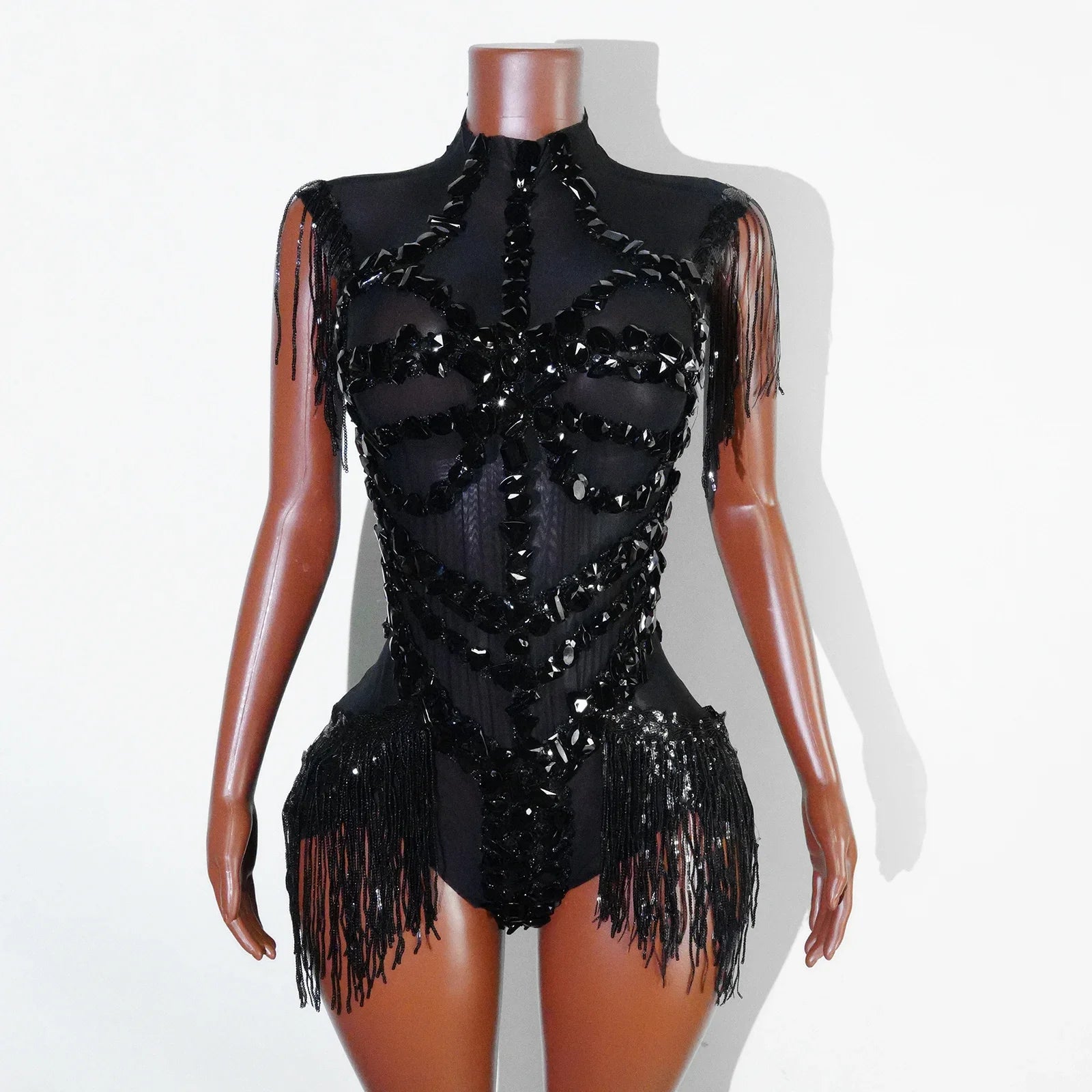The Stardust Midnight Cabaret Bodysuit – Luxury Rhinestone & Mesh Showgirl Costume | Bodysuit | Wiccan Center