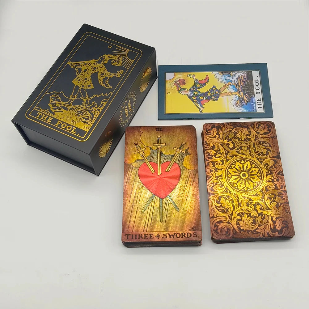 New Plastic Rider Waite Tarot Hot Stamping Gold Foil Tarot Exquisite Board Game Divination Cards For Collection | | Wiccan Center