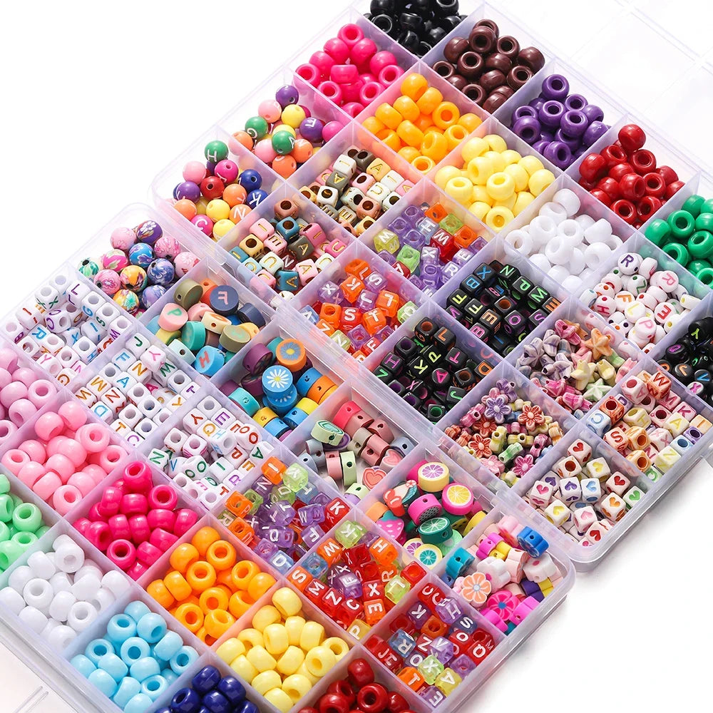 680PCS Colorful Acrylic Pony Beads & Square Letter Clay Spacer Beads – DIY Bracelet & Necklace Jewelry Making Kit | | Wiccan Center